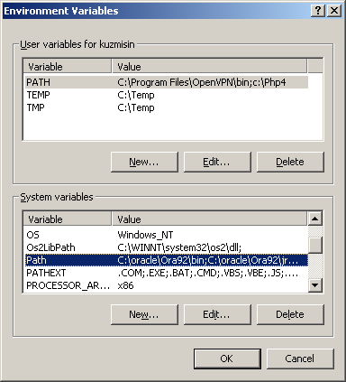 příklad nastavení proměnné PATH v prostředí MS WINDOWS 2000 příklad nastavení proměnné PATH v prostředí MS WINDOWS 2000