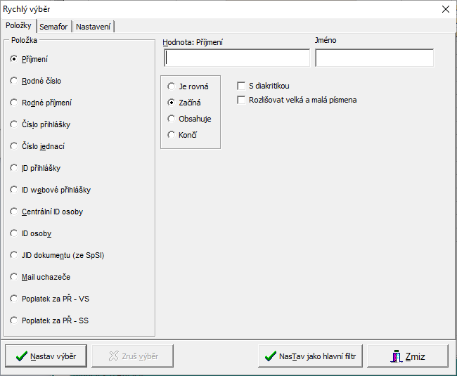 Rychlý výběr - Uchazeč Rychlý výběr - Uchazeč