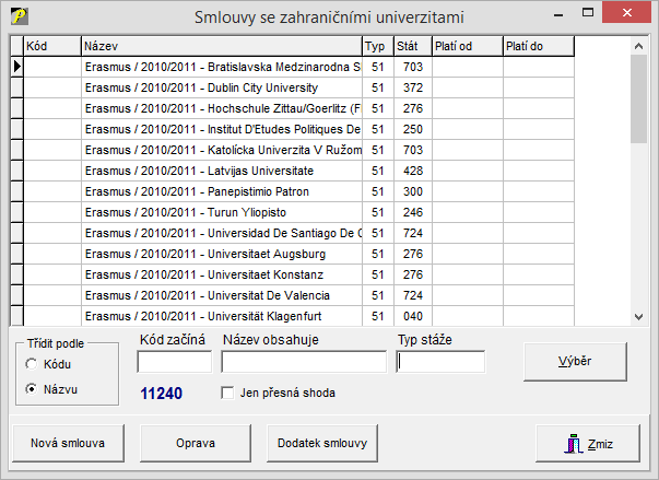 Číselník Smlouvy Číselník Smlouvy