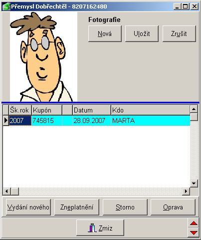 Společné okno pro Fotografii a Kupóny studenta  Společné okno pro Fotografii a Kupóny studenta