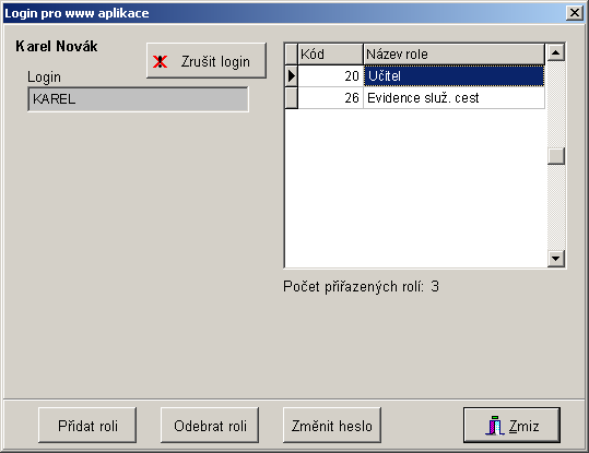 role uživatele v programu Tajemník role uživatele v programu Tajemník