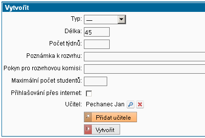 Přidat blokovou výuku Přidat blokovou výuku