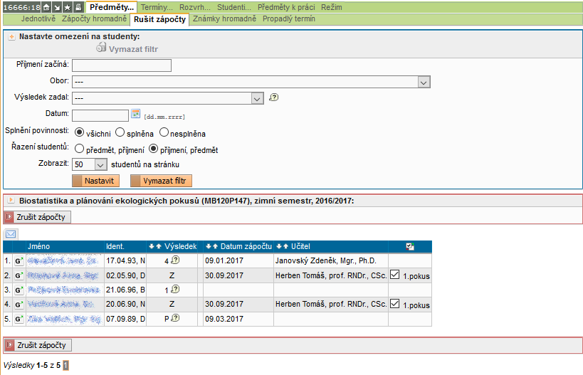 Rušit zápočty Rušit zápočty