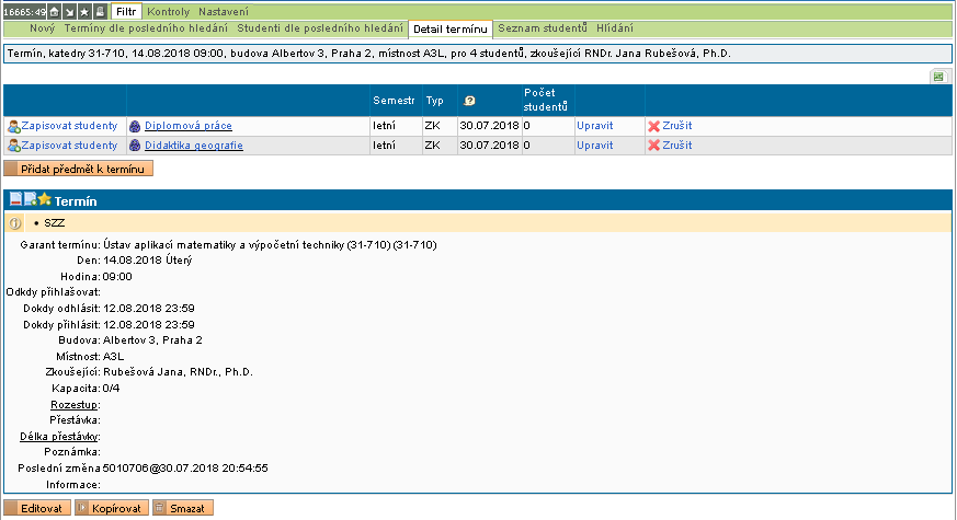 Redir Komise - detail termínu Redir Komise - detail termínu
