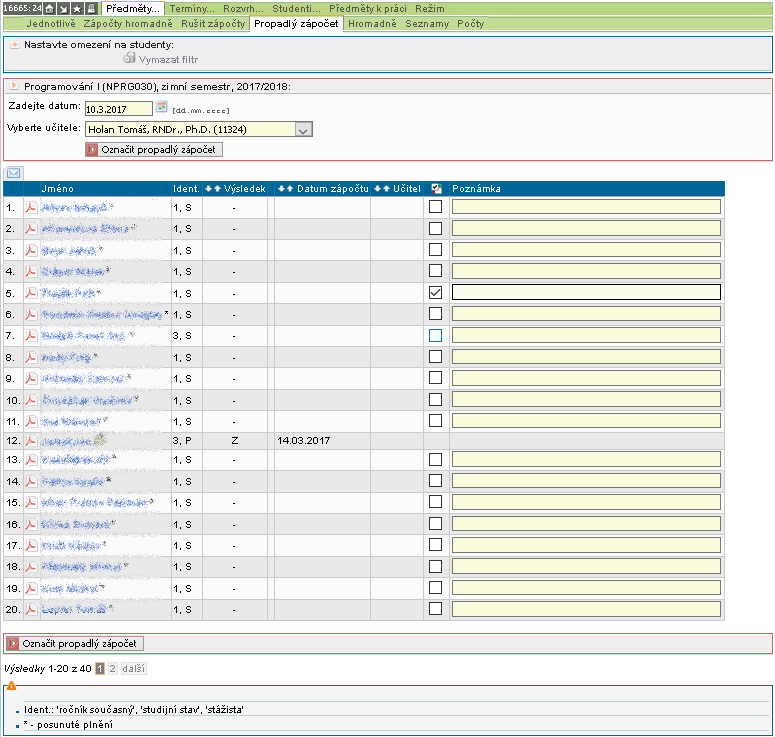 Propadlý termín zápočtu Propadlý termín zápočtu