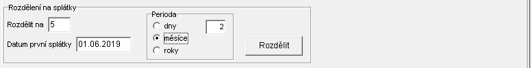 Rozdělení na splátky Rozdělení na splátky