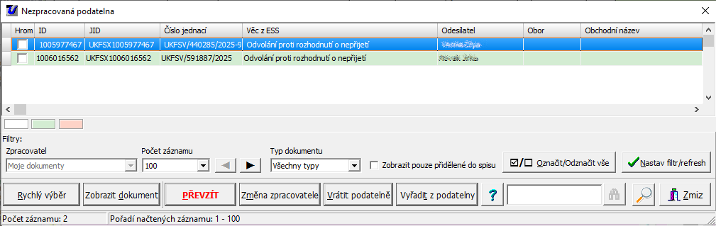 Nezpracovaná podatelna - referent Nezpracovaná podatelna - referent