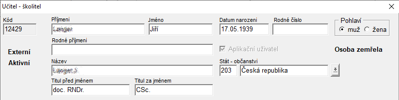 Osoba zemřela Osoba zemřela