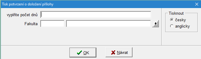 Okno ve Studentovi odpovídající dané šabloně  Okno ve Studentovi odpovídající dané šabloně