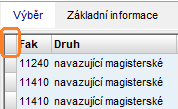 Kam kliknout pro Výběr sloupců Kam kliknout pro Výběr sloupců