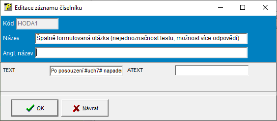 číselnik Uchazeč - důvody odvolání číselnik Uchazeč - důvody odvolání