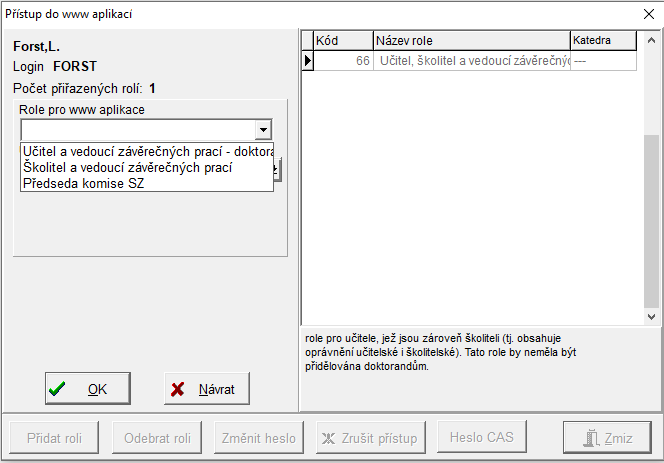 Zadávání role Zadávání role