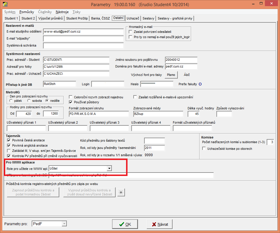 Nastavení defaultní role pro učitele ve WWW aplikacích. Nastavení defaultní role pro učitele ve WWW aplikacích.